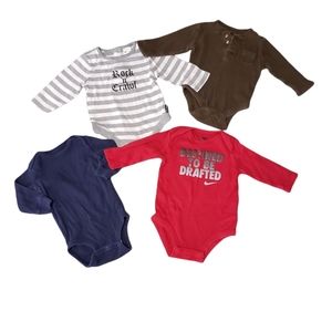 Long Sleeve Onesie Bundle of Four. Nike, Carter's, & Old Navy 3-6 month